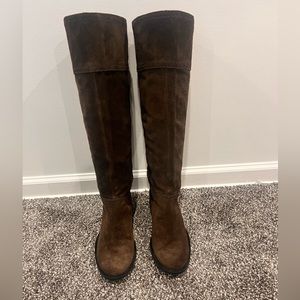 Brown suede riding boots